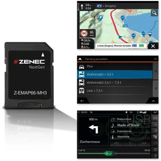 ZENEC Z-EMAP66-MH3: Micro SD-Karte mit Reisemobil Navigation für ZENEC Autoradios/Multimediasysteme Z-E3766, Z-N965, Z-N966, 3-D Karten für Europa, Camping P.O.I. für Wohnmobile, TMC