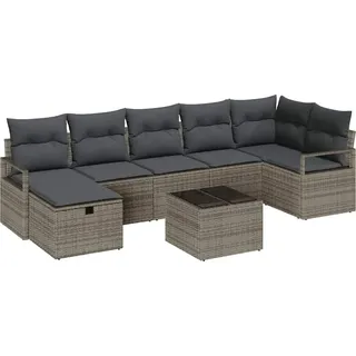 Gartenmöbel Set aus Poly-Rattan für 4 Personen mit pulverbeschichtetem Stahlrahmen - Grau