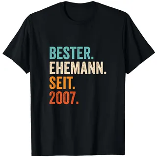 Bester Ehemann Seit 2007 | 19 Hochzeitstag 19 Jahre T-Shirt, Herren, Schwarz, XXL