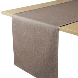 Decomira Tischläufer wasserabweisend Leinen-Optik - Fleckschutz, abwaschbar - Als Garten-Tischdecke Outdoor für Esstisch - Braun Taupe - 40x260 cm