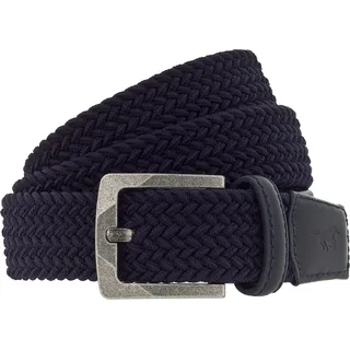 MUSTANG Flechtgürtel Elastisch in Flechtoptik, mit markanten Lederdetails, 3,5 cm, blau
