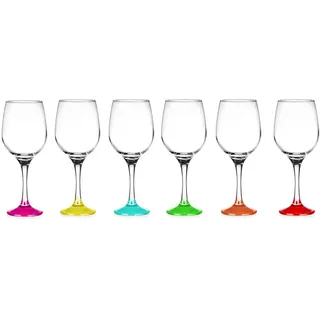 6 Weingläser 250ml mit bunten Füßen Weinglas Weißweingläser Rotweingläser Weinkelche