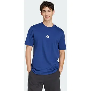 adidas Essentials SMALL Logo Single Jersey Tee, Dark Blue/White, XL