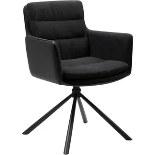 Mid.you Armlehnstuhl , Anthrazit, Schwarz , Metall, Textil, Holzwerkstoff , 59x88x63 cm , Sitzfläche 360° drehbar , Esszimmer, Stühle, Polsterstühle