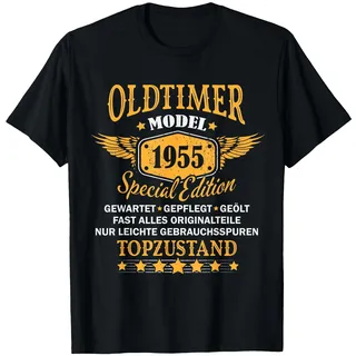 70. Geburtstag Mann 70 Jahre alt Oldtimer 1955 Lustig Deko T-Shirt, Herren, Schwarz, L