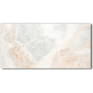 Wanduhr aus Glas – 60x30 cm - Glasbild - Glasuhr - Gehärtetes Glas - weisse-zeiger - Marmor