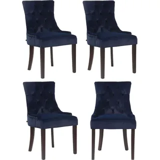 CLP 4er Set Esszimmerstuhl Aberdeen Samt Antikes Design mit Gestell aus Kautschukho grau Gestell Farbe antik-hell - Grau