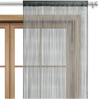 wometo Fadenvorhang Türvorhang Fäden 90x245 cm dunkelgrau - Stangendurchzug oekoTex kürzbar waschbar Uni einfarbig in vielen bunten Farben