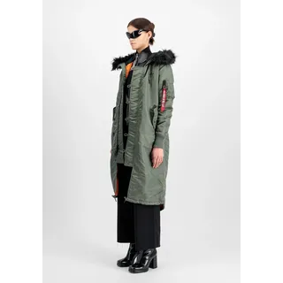 Alpha Industries Long Fishtail Jacke - Vintage Green - XS,