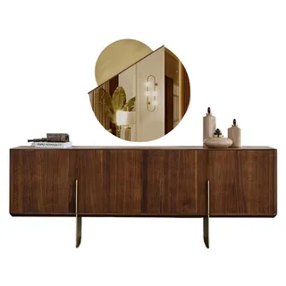 Zeitlos Kommode mit Spiegel Braun Modern Sideboard Esszimmermöbel Anrichte - Braun