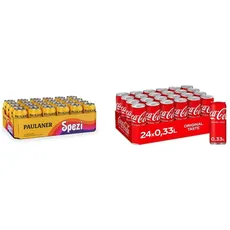 Paulaner Spezi, 24er Dosentray, EINWEG (24 x 0,33l) & Coca-Cola Classic, Pure Erfrischung mit unverwechselbarem Coke Geschmack in stylischem Kultdesign, EINWEG Dose (24 x 330 ml)