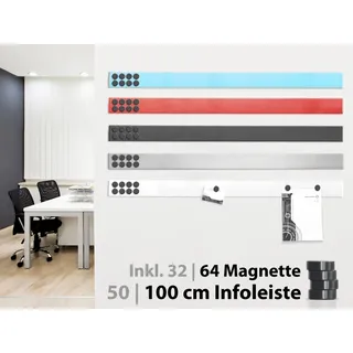 4er Set Magnetleisten | 5 x 50 cm silber | 32 Magnete inklusive