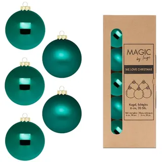 inge-glas Weihnachtskugeln Glas 6cm x 20 Stück in Kartonbox Christbaumkugeln Set Deep Forest