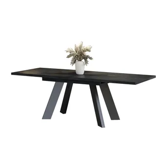 endo-moebel Esstisch COMO 130-210cm Esszimmertisch Küchentisch ausziehbar erweiterbar - 210cm Synchronauszug Beton dunkel - Schwarz