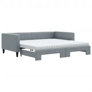 vidaXL Tagesbett Ausziehbar mit Matratze Hellgrau 100x200 cm Stoff - Grau