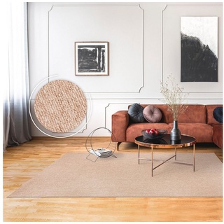 Paco Home Teppich »Barcelona 610«, rechteckig, 8 mm Höhe, Kurzflor, meliert, strapazierfähige Qualität, Wohnzimmer Schlafzimmer Waschbar Melierte Optik Einfarbig Weich beige