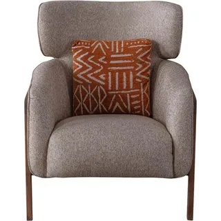 Sessel Modern Beige Wohnzimmer Textil Luxus Design Möbel Lounge Club - Beige
