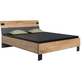 Mid.you Bettanlage , Graphitfarben, Eichefarben , Holzwerkstoff , 180x200 cm , BQ - Bündnis für Qualität, Made in Germany, DIN EN ISO 9001 , Schlafzimmer, Komplette Schlafzimmer und Serien, Schlafzimmerserien