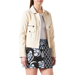 Desigual Womens CHAQ_Primavera Kunstlederjacke, White, S