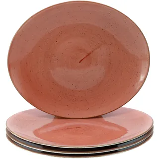 Steakteller CREATABLE "Vintage Nature, Teller Set, 4-tlg.", umbra, H:2,5cm Ø:30,5cm, Porzellan, Speiseteller, Steakteller, Naturverbundenes Design, Vielseitig einsetzbar