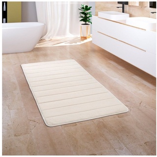 Paco Home Badematte Badteppich Badvorleger Flauschig Memory Foam 3D 50x80 cm, Creme -