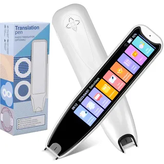 Scan Übersetzer Stift, Online 142 Sprachen Scan Reader Pen Lesestift mit 3,7 Zoll Touchscreen, Echtzeit-Scan-Lesestift für Legasthenie (Weiß)