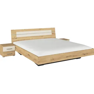 Rauch Bettanlage Doppelbett Futonbett BURANO in schwebender Optik, (Set, 3-tlg), und abgesetztem Kopfteil mit 2 Nachttischen MADE IN GERMANY braun