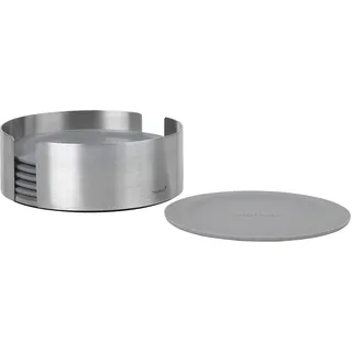 blomus Silikon-Untersetzer Set 6-teilig -LARETO- | Glasuntersetzer & Tischschutz aus Silikon | inkl. Edelstahlhalter | Farbe Sharkskin | rutschfest & hitzebeständig