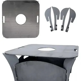 Terma Sahldesign Feuerplatte 69x69cm sehr Massive Ausführung Stäreke 6mm, Feuerstelle für den Garten Grill Funktion, Feuerschale, Feuertonne, Grillzubehör