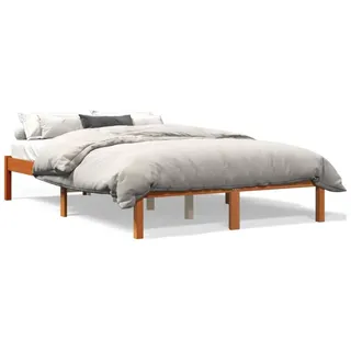 vidaXL Massivholzbett ohne Matratze Wachsbraun 140x200 cm Kiefernholz