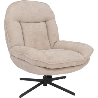 Relaxsessel HWC-P32, Fernsehsessel Nosagfederung Polstersessel, drehbar Metall Stoff/Textil Chenille (370 g/m2) creme - Beige