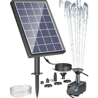 Biling Solar Springbrunnen für Außen mit Glas Panel, 3.5W Solar Brunnenpumpen Gartenbrunnen Wasserpumpe für Vogelbad, Solarbrunnen für Draussen mit 4ft Wasserleitung für Wasserspiel, Teiche