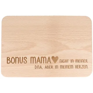 Spruchreif | Frühstücksbrettchen mit Gravur "Bonus Mama" | Geschenk für Bonus Mama | Geschenk für Stiefmutter zum Muttertag