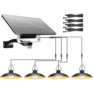 warmweiß-1 Solarpanel auf 4 Lampe-DDP LED Solar Sensorleuchte Hängeleuchte, IP65 Wasserdicht Außenleuchte Solarlampen, Gartenbeleuchtung, Pendelleuchte Beleuchtung für Außen Shop Yard,