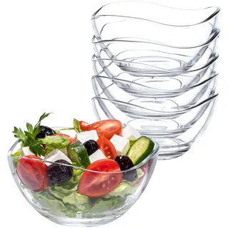 spar-home Dessertgläser Set - 6er Müslischalen Glas 215ml Glasschüssel Snackschale Salatschüssel Dessertschalen Servierschalen Eisschalen Glasschale Gläser für Dessert (6er)