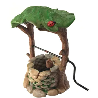 GlitZGlam Miniatur Wunschbrunnen mit beweglichen Griff und Wassereimer für Gartenzwerge - EIN Feengarten Accessoire