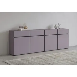 INOSIGN Sideboard »Cross,Breite 225 cm, moderne grifflose Kommode,4 Türen/4 Schubkästen« Schubladenschrank mit viel Stauraum, Einlegeböden verstellbar, lila