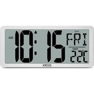Digitale Wanduhr mit großem LCD-Bildschirm, Kalender, Wecker, Temperatur und Timer, lauter Alarm und klare, große Wanduhr für Dekoration und großes Display