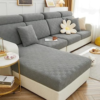 TOPCHANCES Sofa Sitzkissenbezüge - Universal Stretch Sofa Schonbezüge Couch Sitzbezug L-Form, Weich Sofasitzbezug Couch Chaiselüberzüge, Sofa Kissenschutz Bezüge (Grauer Keks)