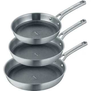 3-teiliges Set Bratpfanne 20+24+28 cm, Edelstahl, poliert - Tricion Resist