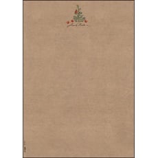 SIGEL DP415 Briefpapier Weihnachten, Kraftpapier, 100 g/m2, DIN A4, 100 Blatt "Christmas with apples", weihnachtliches Motiv, aus nachhaltigem Papier