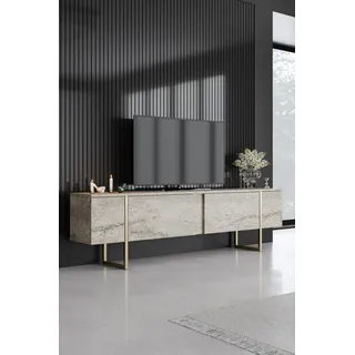 Skye Decor, Luxe - Travertine, Gold, TV-Schränke, Travertin, 180 x 50 x 30 cm - Beige, Gold