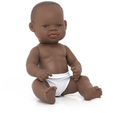 Miniland 31033 - Baby afrikanischer Junge Tüte - ohne Unterwäsche, 32 cm
