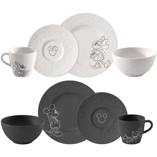 Villeroy & Boch Manufacture Rock Mickey Mouse Frühstücks-Set 8-tlg. schwarz/weiß