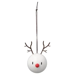 Hoptimist Reindeer Bumble – 2er Set Weihnachtsanhänger - Skandinavische Rentier Deko zum Aufhängen - Lustige Weihnachtsdeko & Geschenkidee aus ABS - Ø6 cm - Weiß