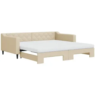 vidaXL Tagesbett Ausziehbar mit Matratzen Creme 100x200 cm Stoff - Creme