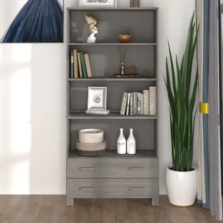 vidaXL Highboard HAMAR Massivholz Kiefer Hellgrau - Grau