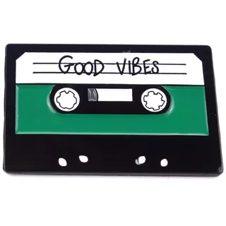 Naehgedoens.de Pin Old School Kassette | Tape | Good Vibes | Grün Schwarz