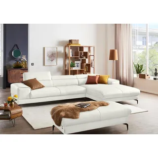 W.SCHILLIG Ecksofa "piedroo, Designsofa mit tollem Sitzkomfort, bequem und elegant, L-Form" Kopfteilverstellung, wahlweise mit Sitztiefenverstellung, Breite 343cm, weiß z59