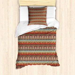 ABAKUHAUS Bunt Mantele, Aztec Vögel Arrows, Milbensicher Allergiker geeignet mit Kissenbezügen, 135 cm x 200 cm - 80 x 80 cm, Mehrfarbig